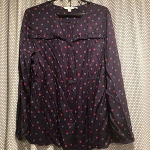 Biden polka dot blouse, long sleeves.